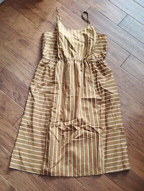 NWT LOFT Beach Striped Bow Tie Back Dress with Adjustable Straps Size L
